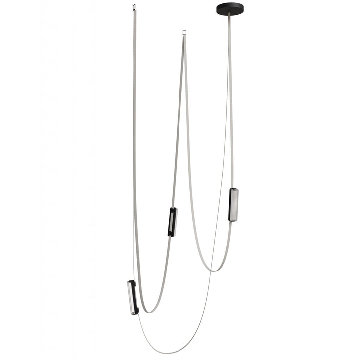 Avenue Lighting Fremont 3-Light 275"L Belt Chandelier HF7203-G400-IVY in Ivory with Clear Ribbed Glass Bar