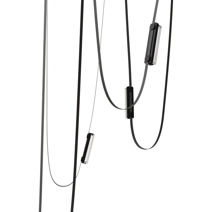 Avenue Lighting Fremont 5-Light 551"L Belt Chandelier HF7205-G400-BLK in Black with Clear Ribbed Glass Bar view 2