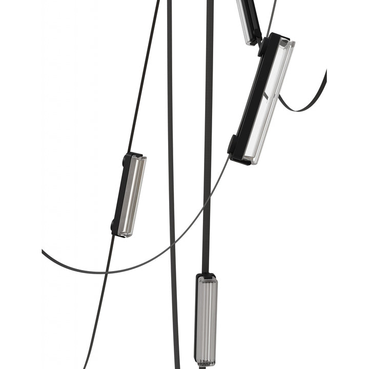 Avenue Lighting Fremont 7-Light 826"L Belt Chandelier HF7207-G400-BLK in Black with Clear Ribbed Glass Bar view 2