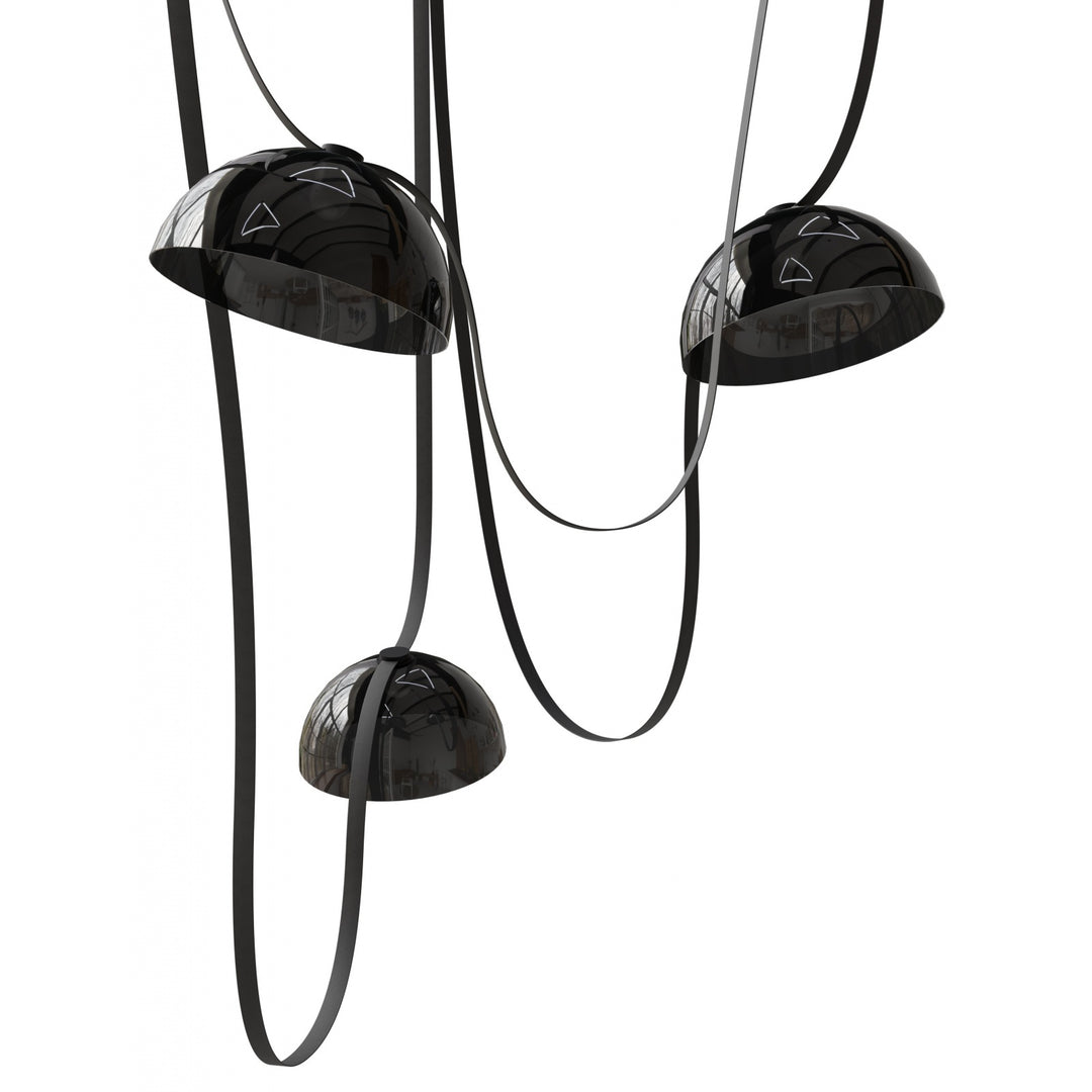 Avenue Lighting Fremont 3-Light 275"L Belt Chandelier HF7203-G102-BLK in Black with Smoked Glass Bowl view 2