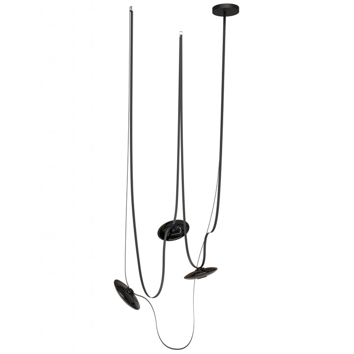 Avenue Lighting Fremont 3-Light 275"L Belt Chandelier HF7203-G202-BLK in Black with Smoked Glass Disc