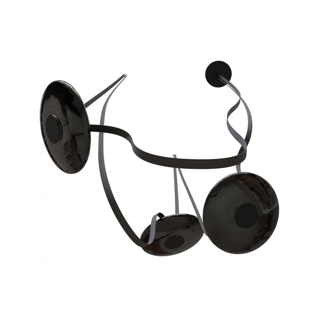 Avenue Lighting Fremont 3-Light 275"L Belt Chandelier HF7203-G202-BLK in Black with Smoked Glass Disc view 3