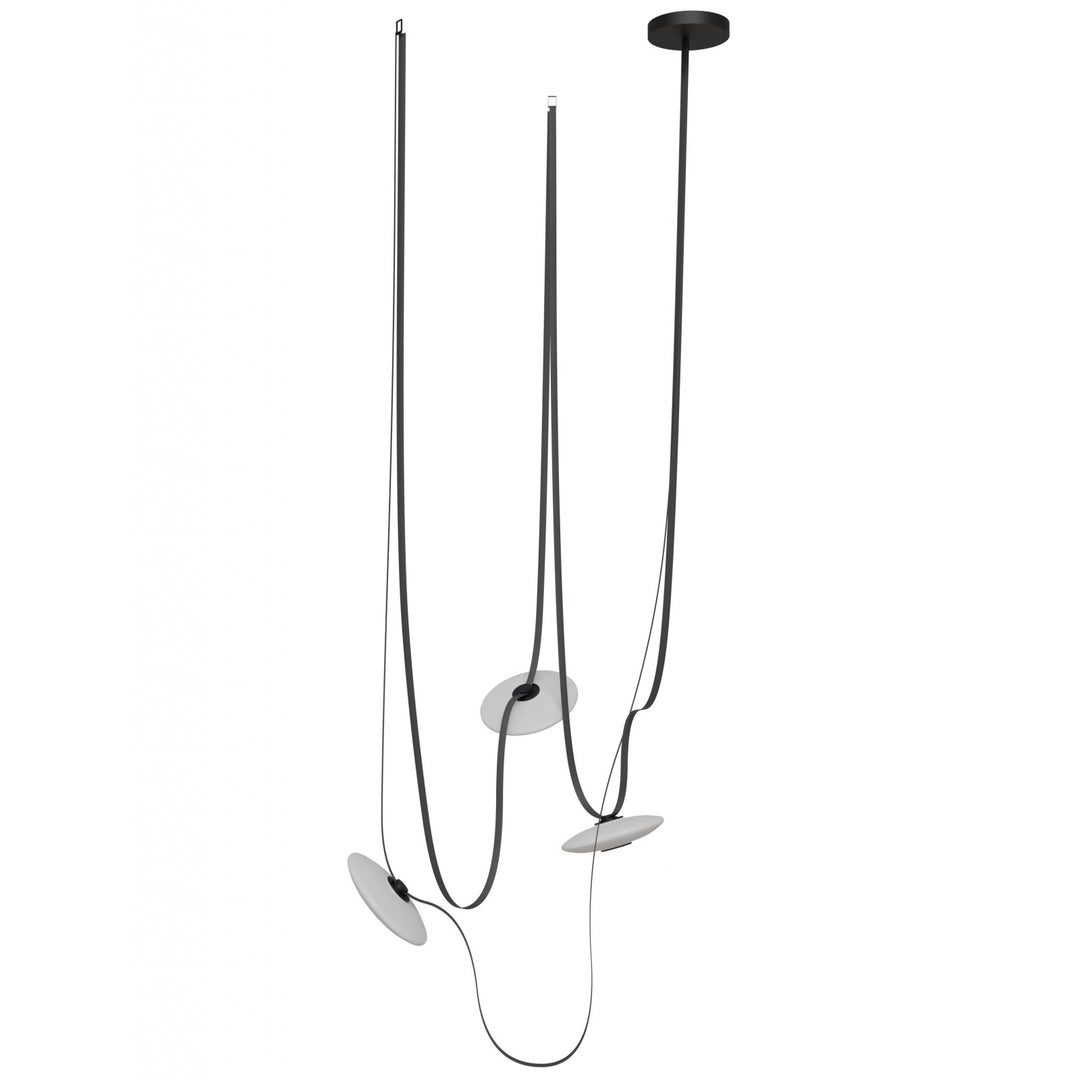 Avenue Lighting Fremont 3-Light 275"L Belt Chandelier HF7203-G201-BLK in Black with White Glass Disc