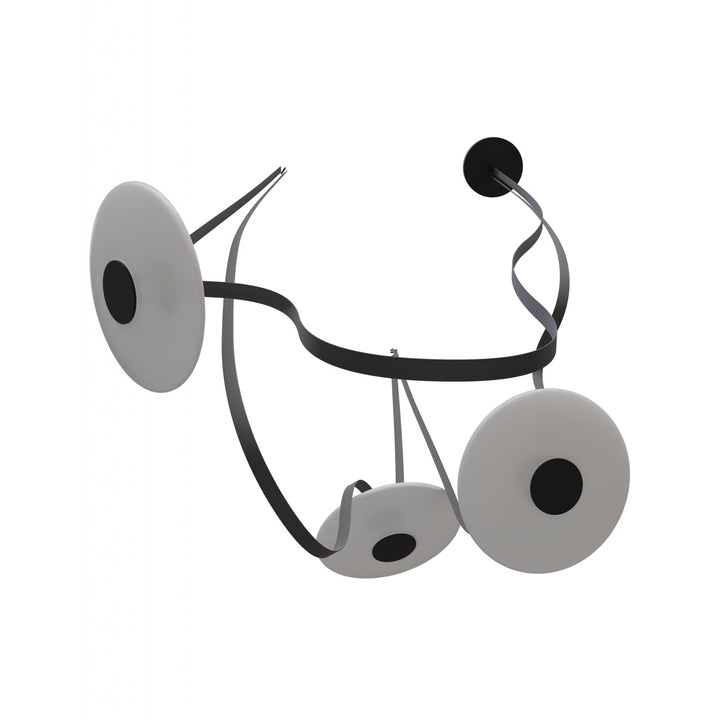 Avenue Lighting Fremont 3-Light 275"L Belt Chandelier HF7203-G201-BLK in Black with White Glass Disc view 3