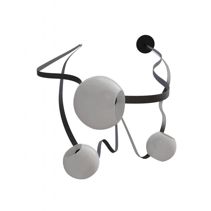Avenue Lighting Fremont 3-Light 275"L Belt Chandelier HF7203-G301-BLK in Black with White Glass Open Globe view 3