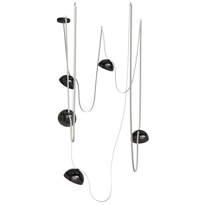 Avenue Lighting Fremont 5-Light 551"L Belt Chandelier HF7205-G102-IVY in Ivory with Smoked Glass Bowl