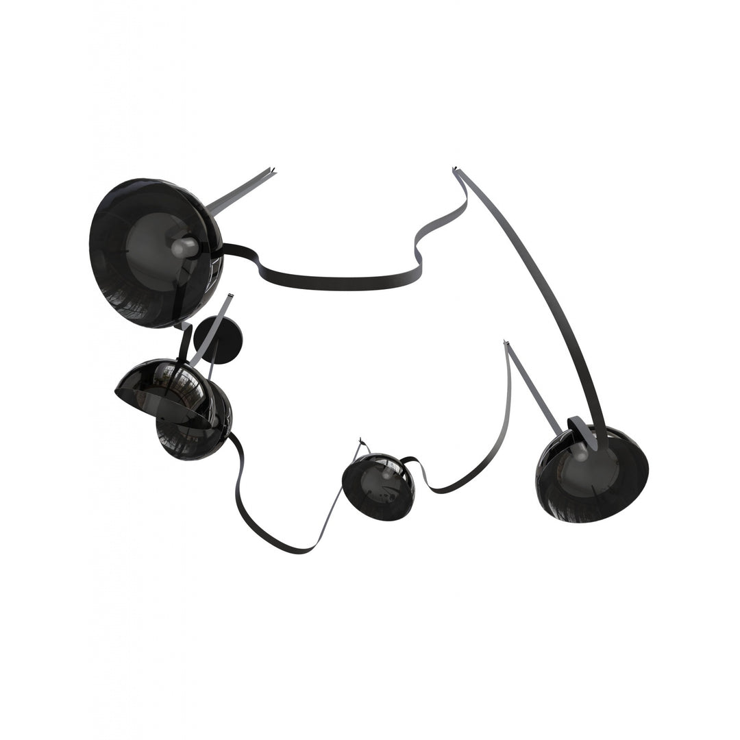 Avenue Lighting Fremont 5-Light 551"L Belt Chandelier HF7205-G102-BLK in Black with Smoked Glass Bowl view 3