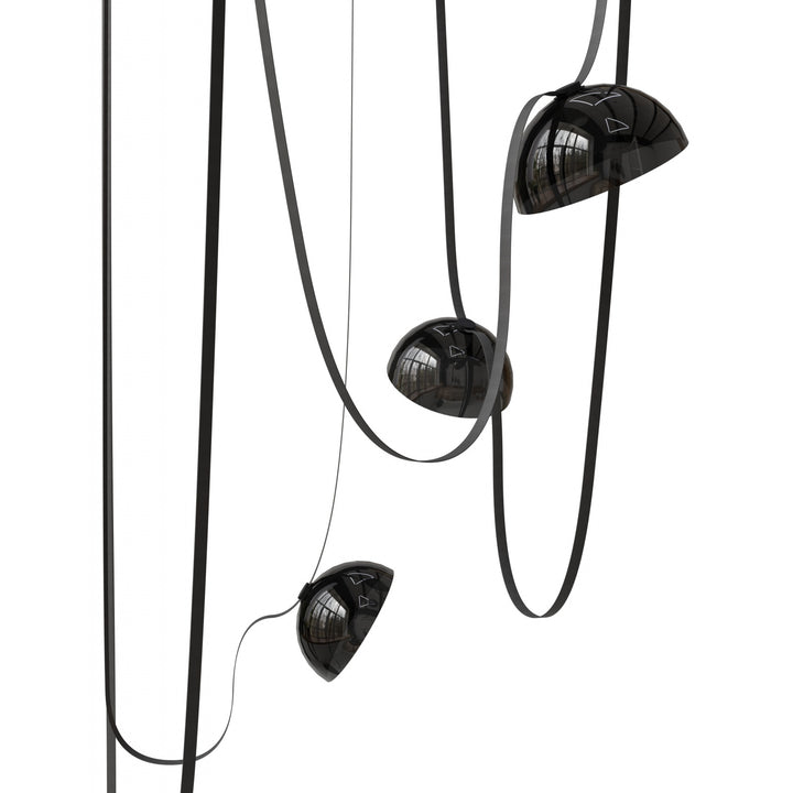 Avenue Lighting Fremont 5-Light 551"L Belt Chandelier HF7205-G102-BLK in Black with Smoked Glass Bowl view 2