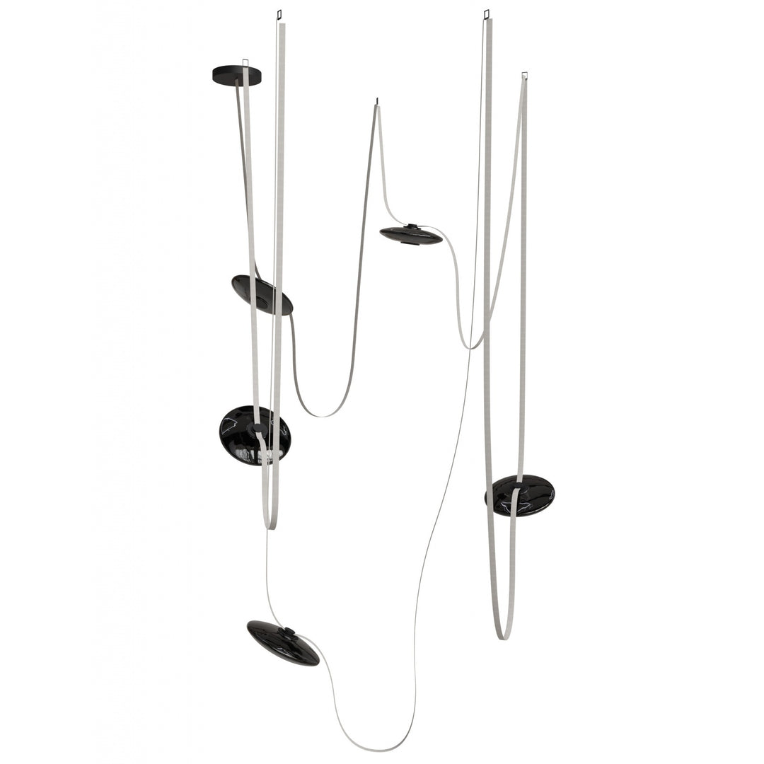 Avenue Lighting Fremont 5-Light 551"L Belt Chandelier HF7205-G202-IVY in Ivory with Smoked Glass Disc