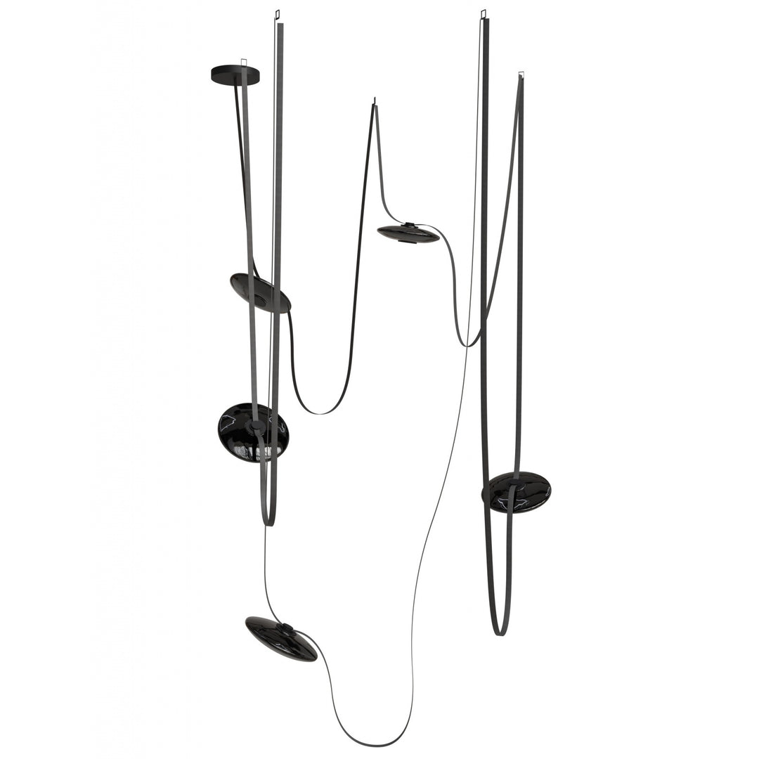 Avenue Lighting Fremont 5-Light 551"L Belt Chandelier HF7205-G202-BLK in Black with Smoked Glass Disc