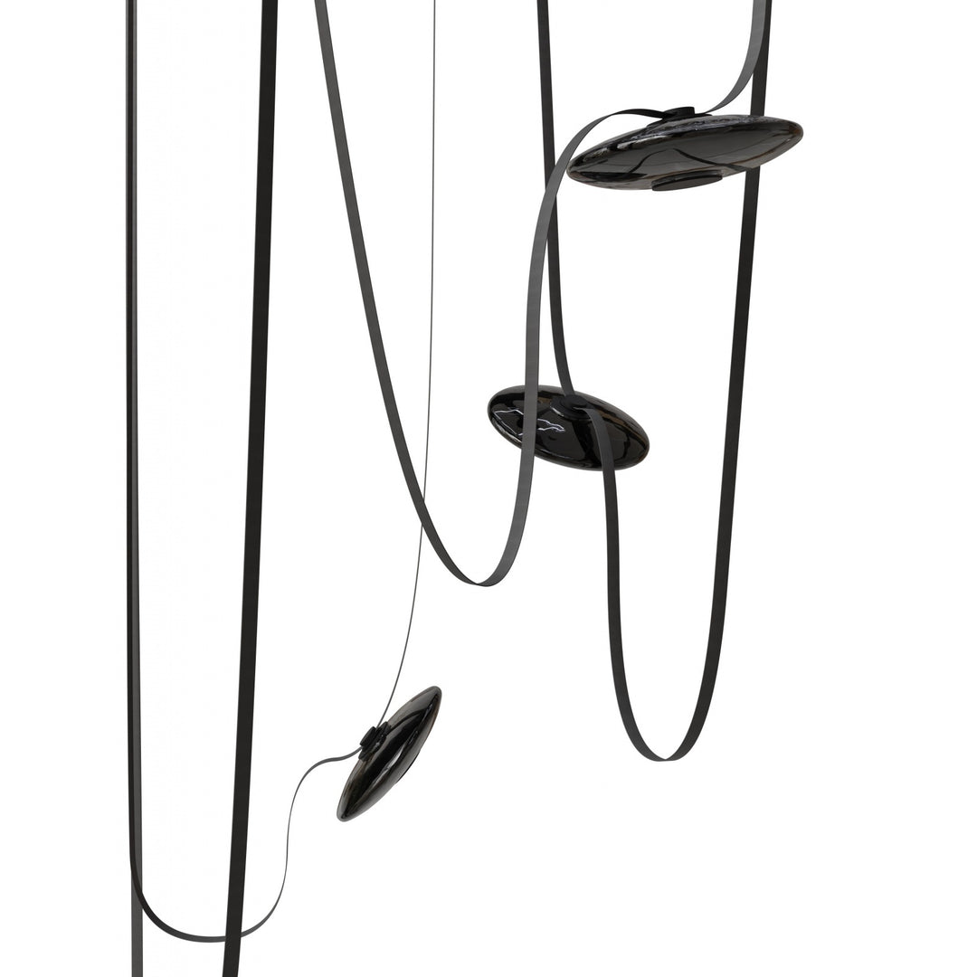 Avenue Lighting Fremont 5-Light 551"L Belt Chandelier HF7205-G202-BLK in Black with Smoked Glass Disc view 2
