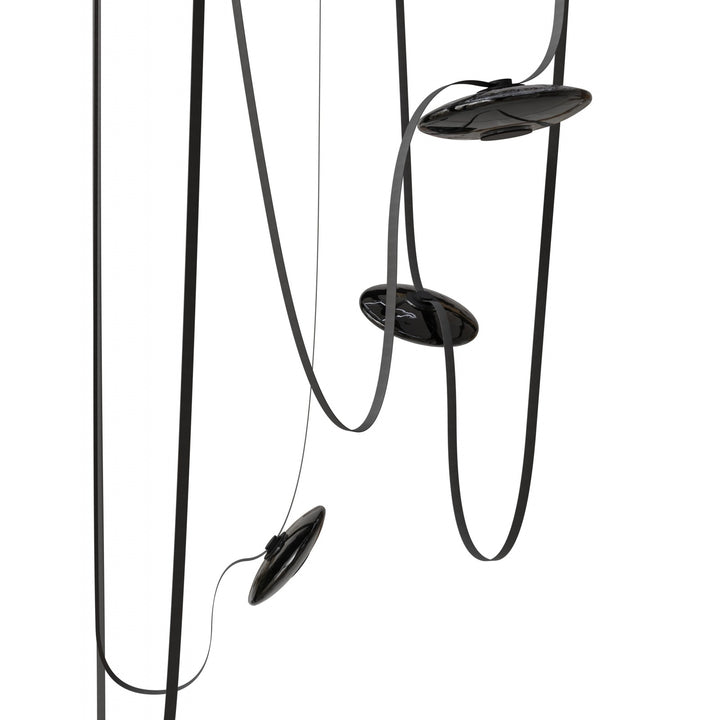 Avenue Lighting Fremont 5-Light 551"L Belt Chandelier HF7205-G202-BLK in Black with Smoked Glass Disc view 2