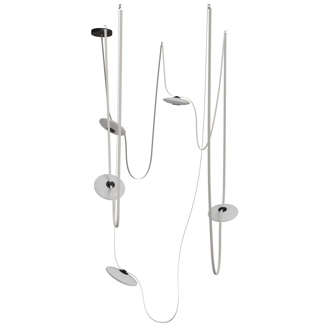 Avenue Lighting Fremont 5-Light 551"L Belt Chandelier HF7205-G201-IVY in Ivory with White Glass Disc