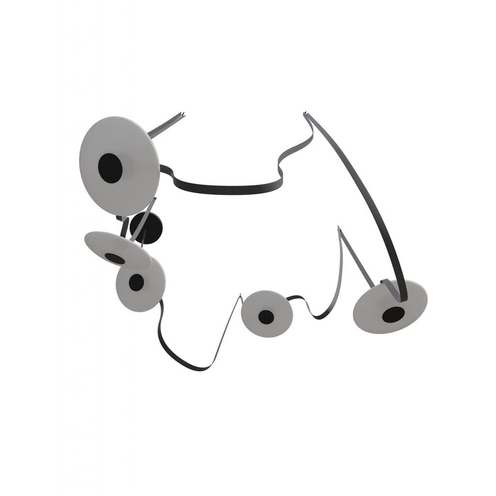 Avenue Lighting Fremont 5-Light 551"L Belt Chandelier HF7205-G201-BLK in Black with White Glass Disc view 3