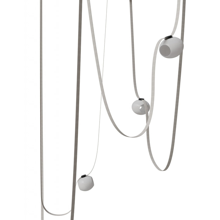 Avenue Lighting Fremont 5-Light 551"L Belt Chandelier HF7205-G301-IVY in Ivory with White Glass Open Globe view 2