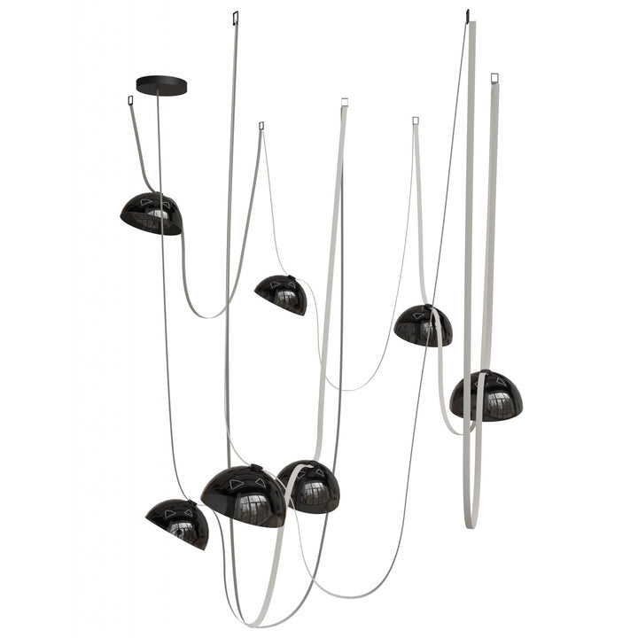Avenue Lighting Fremont 7-Light 826"L Belt Chandelier HF7207-G102-IVY in Ivory with Smoked Glass Bowl
