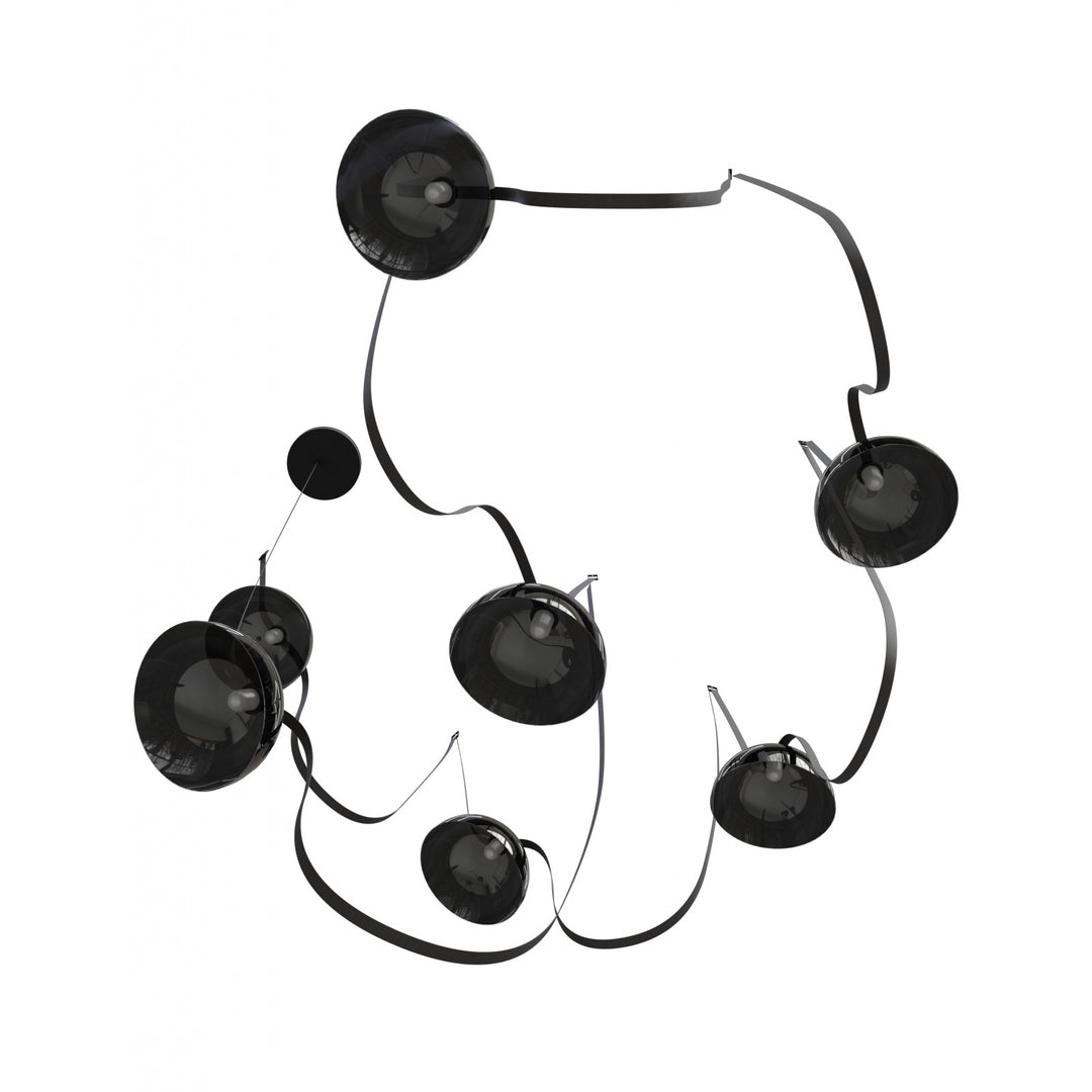 Avenue Lighting Fremont 7-Light 826"L Belt Chandelier HF7207-G102-BLK in Black with Smoked Glass Bowl view 3