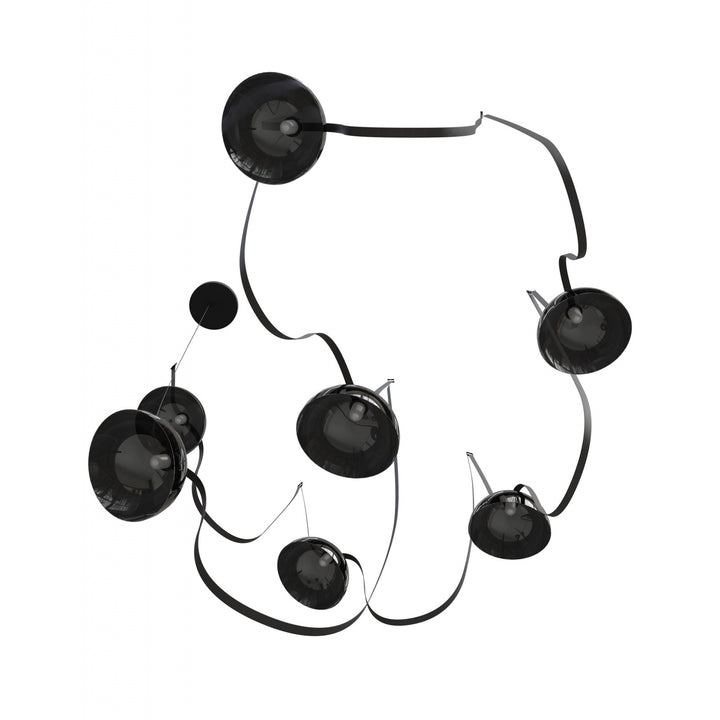 Avenue Lighting Fremont 7-Light 826"L Belt Chandelier HF7207-G102-BLK in Black with Smoked Glass Bowl view 3