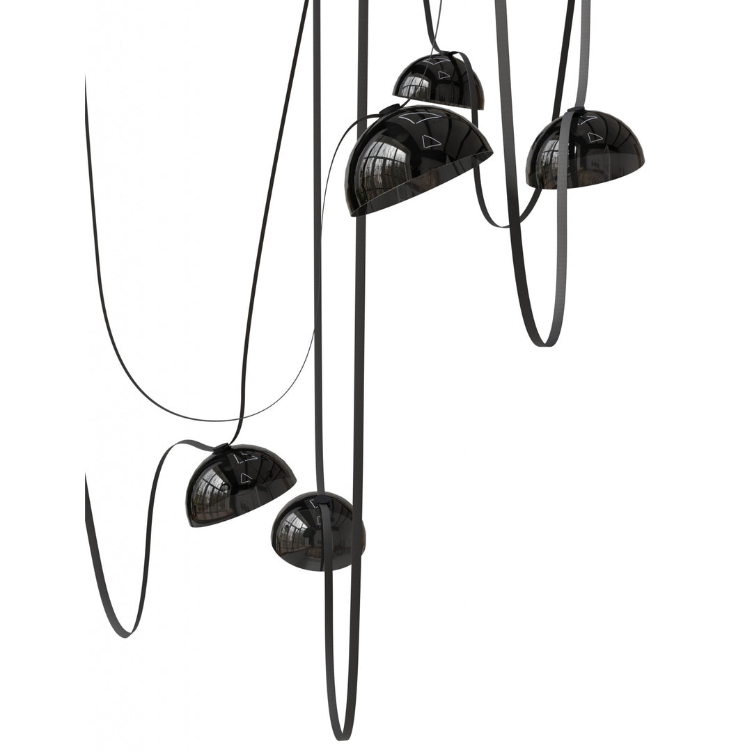 Avenue Lighting Fremont 7-Light 826"L Belt Chandelier HF7207-G102-BLK in Black with Smoked Glass Bowl view 2