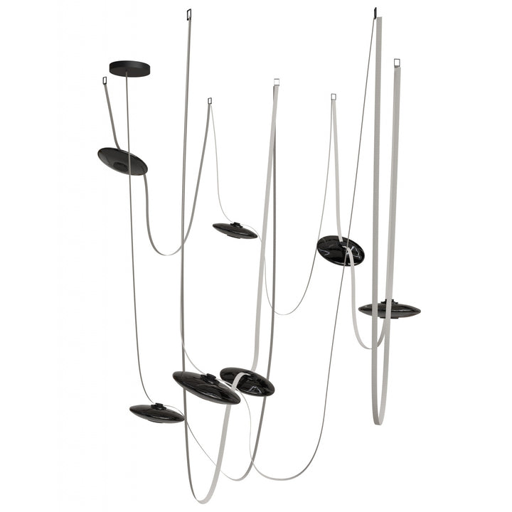 Avenue Lighting Fremont 7-Light 826"L Belt Chandelier HF7207-G202-IVY in Ivory with Smoked Glass Disc