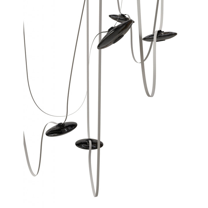 Avenue Lighting Fremont 7-Light 826"L Belt Chandelier HF7207-G202-IVY in Ivory with Smoked Glass Disc view 2