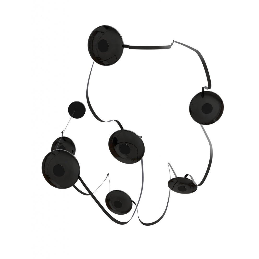 Avenue Lighting Fremont 7-Light 826"L Belt Chandelier HF7207-G202-BLK in Black with Smoked Glass Disc view 3
