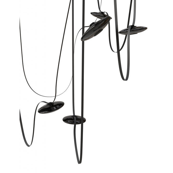Avenue Lighting Fremont 7-Light 826"L Belt Chandelier HF7207-G202-BLK in Black with Smoked Glass Disc view 2