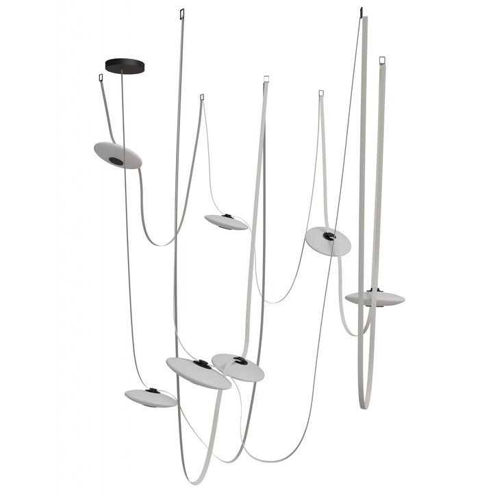 Avenue Lighting Fremont 7-Light 826"L Belt Chandelier HF7207-G201-IVY in Ivory with White Glass Disc