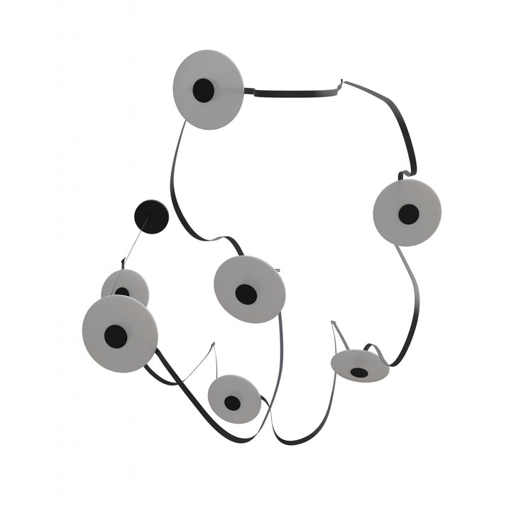 Avenue Lighting Fremont 7-Light 826"L Belt Chandelier HF7207-G201-BLK in Black with White Glass Disc view 3