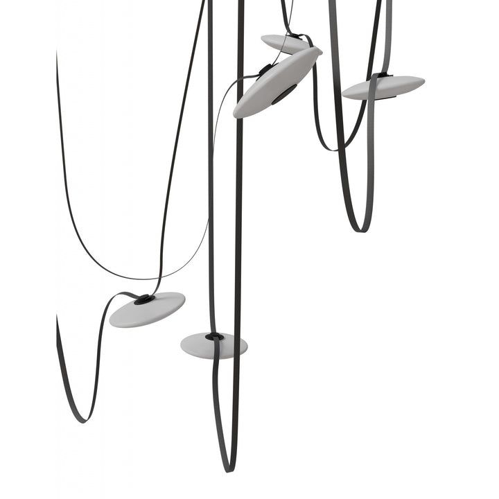 Avenue Lighting Fremont 7-Light 826"L Belt Chandelier HF7207-G201-BLK in Black with White Glass Disc view 2