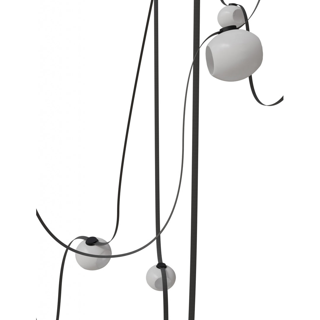 Avenue Lighting Fremont 7-Light 826"L Belt Chandelier HF7207-G301-BLK in Black with White Glass Open Globe view 2