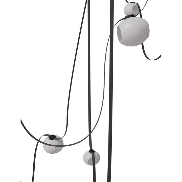 Avenue Lighting Fremont 7-Light 826"L Belt Chandelier HF7207-G301-BLK in Black with White Glass Open Globe view 2