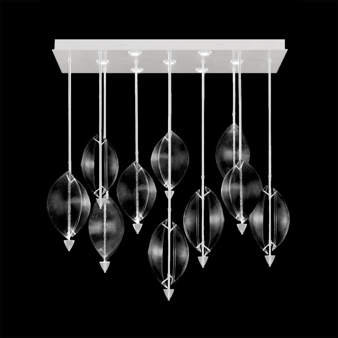 Fine Art Handcrafted Lighting Embark 59"W Rectangular Pendant in White Lacquer, Clear (100056-63)