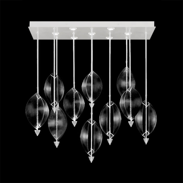 Fine Art Handcrafted Lighting Embark 59"W Rectangular Pendant in White Lacquer, Clear (100056-63)