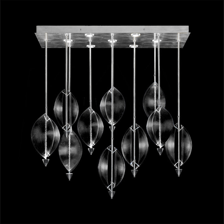 Fine Art Handcrafted Lighting Embark 59"W Rectangular Pendant in Standard Silver Leaf, Clear (100056-43)