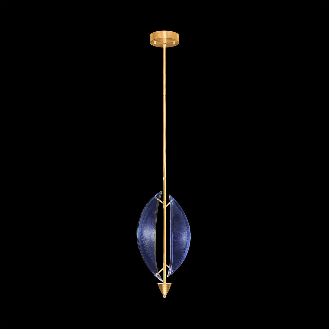 Fine Art Handcrafted Lighting Embark 11"W Round Pendant in Standard Gold Leaf, Blue (100057-31)