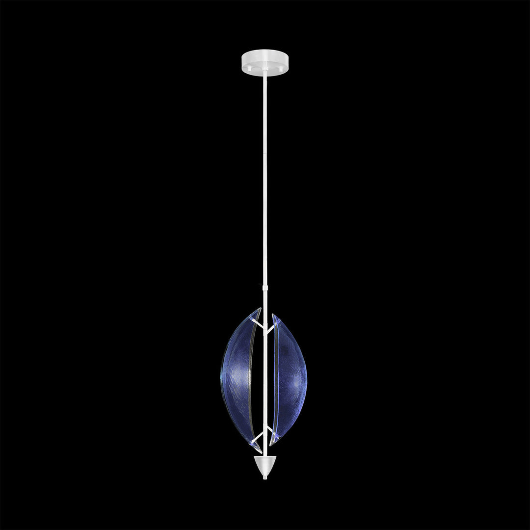 Fine Art Handcrafted Lighting Embark 11"W Round Pendant in White Lacquer, Blue (100057-61)