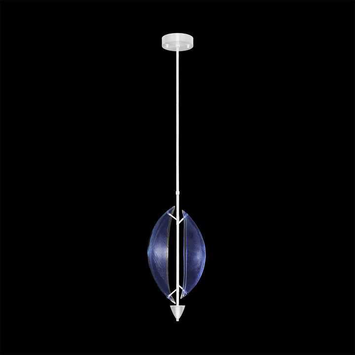 Fine Art Handcrafted Lighting Embark 11"W Round Pendant in White Lacquer, Blue (100057-61)