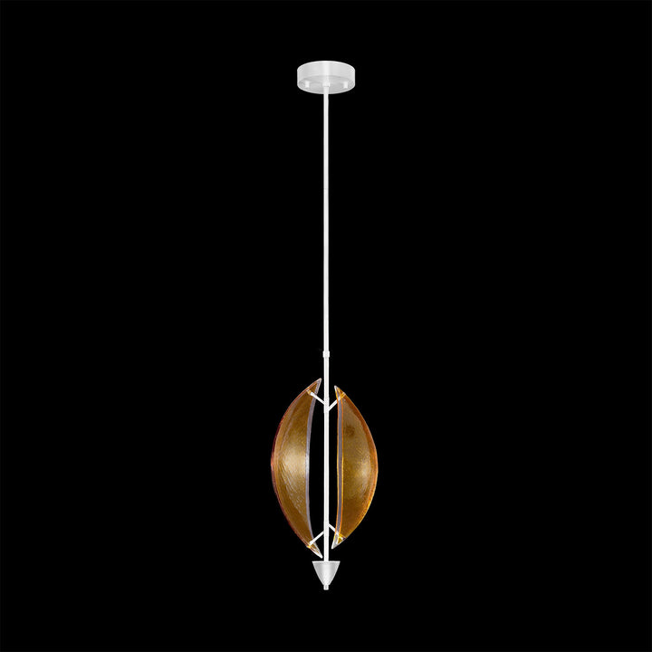 Fine Art Handcrafted Lighting Embark 11"W Round Pendant in White Lacquer, Amber (100057-62)