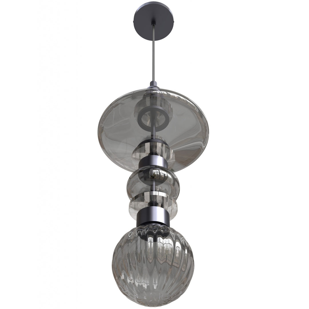 Avenue Lighting Avra 21"H Top Stacked LED Pendant HF7900-BK in Black/Smoked Glass view 2