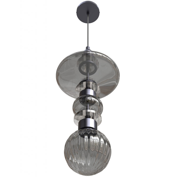 Avenue Lighting Avra 21"H Top Stacked LED Pendant HF7900-BK in Black/Smoked Glass view 2