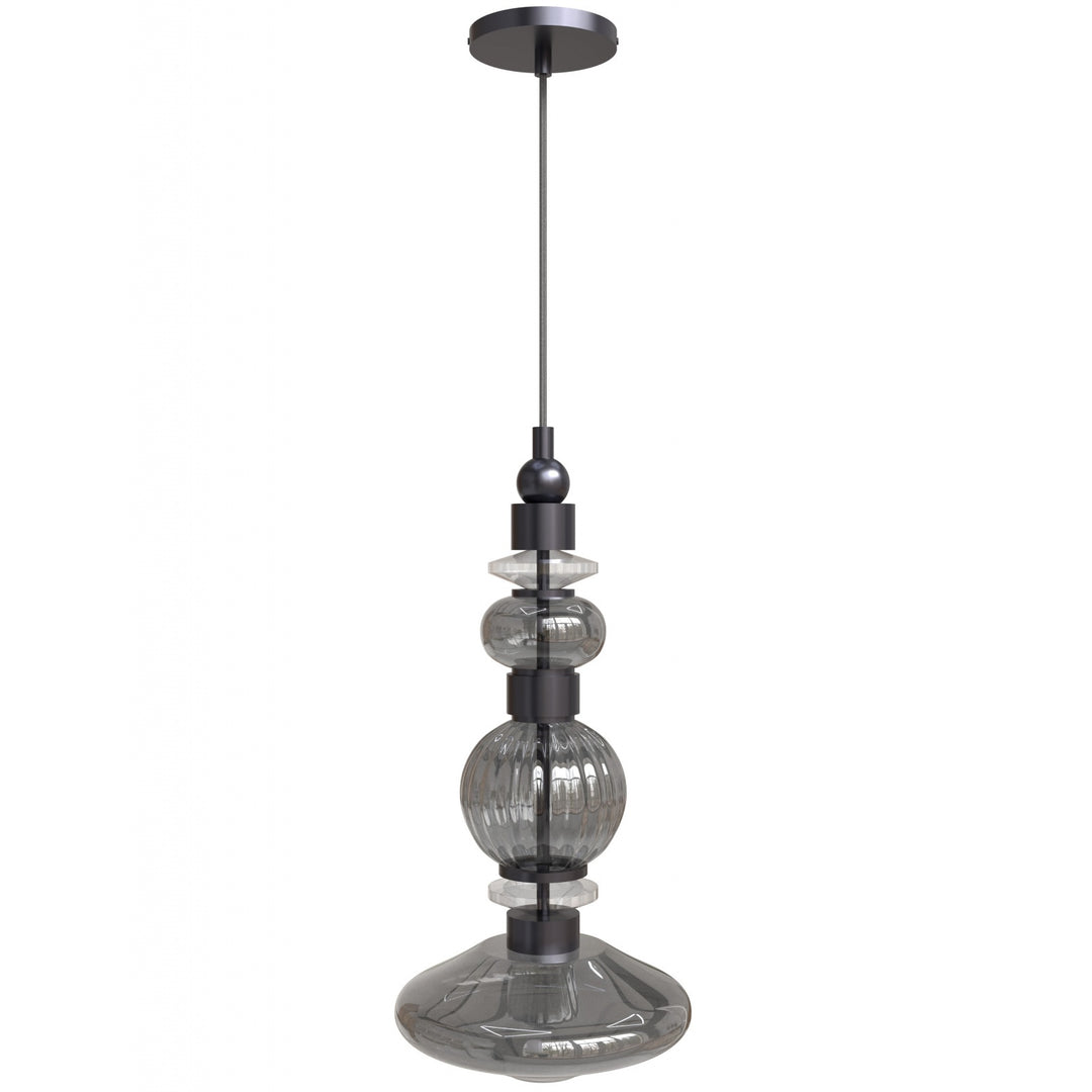 Avenue Lighting Avra 20"H Bottom Stacked LED Pendant HF7901-BK in Black/Smoked Glass