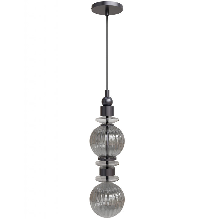 Avenue Lighting Avra 18"H Stacked LED Pendant HF7902-BK in Black/Smoked Glass view 4