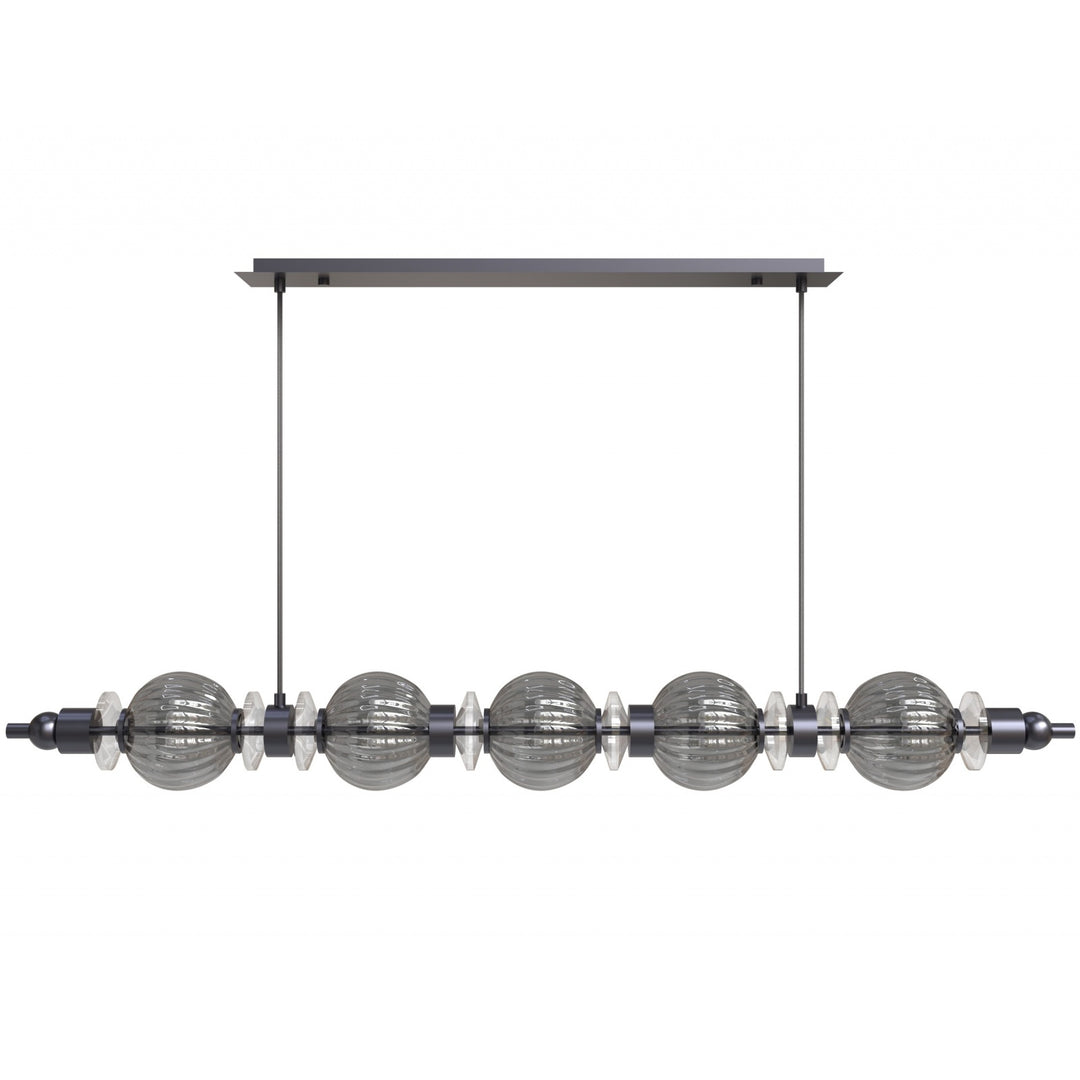 Avenue Lighting Avra 5-Light 48"W Linear LED Pendant HF7955-BK in Black/Smoked Glass