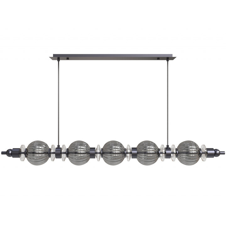 Avenue Lighting Avra 5-Light 48"W Linear LED Pendant HF7955-BK in Black/Smoked Glass