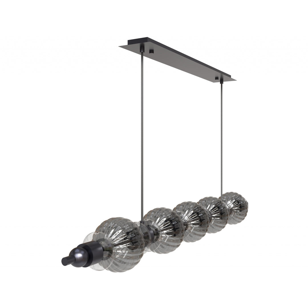 Avenue Lighting Avra 5-Light 48"W Linear LED Pendant HF7955-BK in Black/Smoked Glass view 3