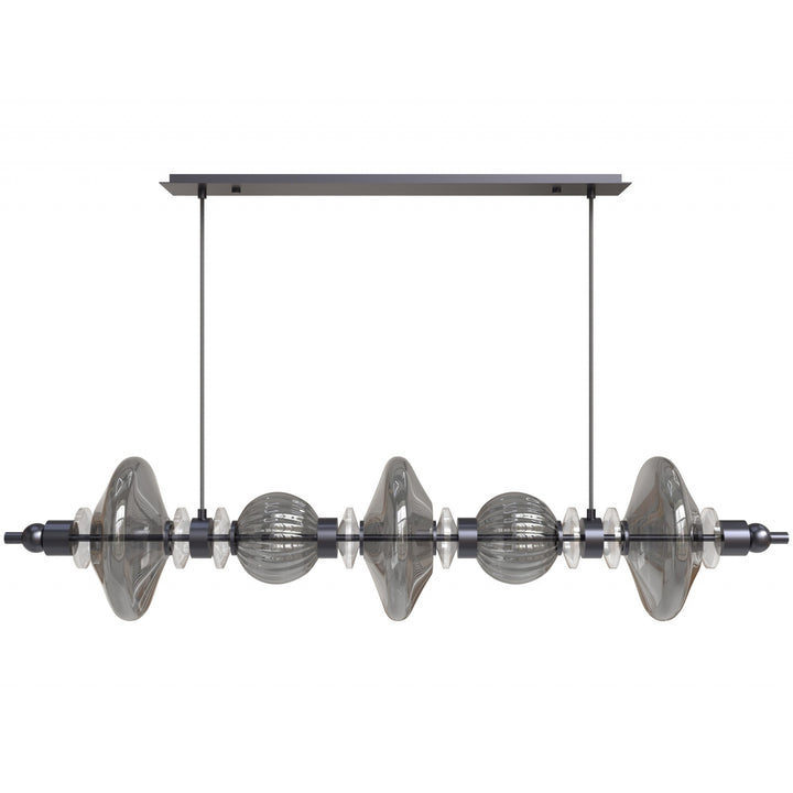 Avenue Lighting Avra 5-Light 45"W Linear LED Pendant HF7977-BK in Black/Smoked Glass