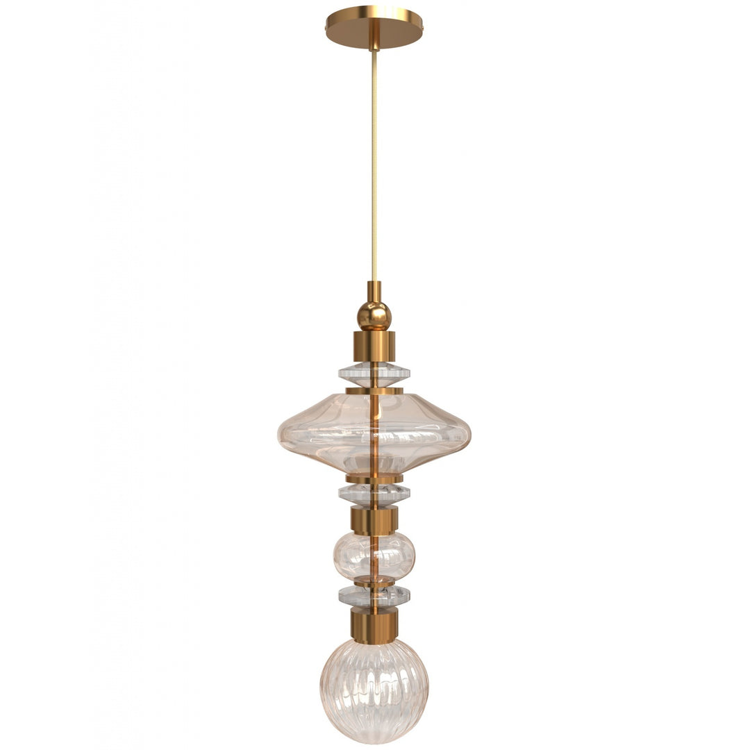 Avenue Lighting Avra 21"H Top Stacked LED Pendant HF7900-AB in Aged Brass/Clear Glass