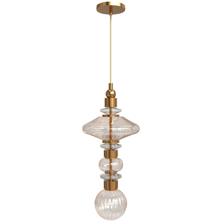 Avenue Lighting Avra 21"H Top Stacked LED Pendant HF7900-AB in Aged Brass/Clear Glass