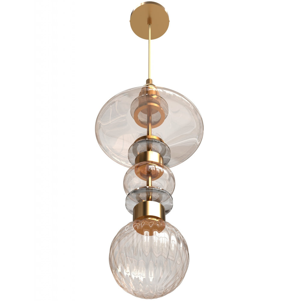 Avenue Lighting Avra 21"H Top Stacked LED Pendant HF7900-AB in Aged Brass/Clear Glass view 2